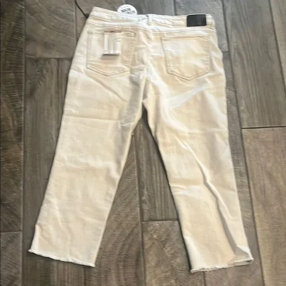 NWT !it Jackie Cream high rise straight leg raw hem ankle tummy tuck jeans - Picture 3 of 7